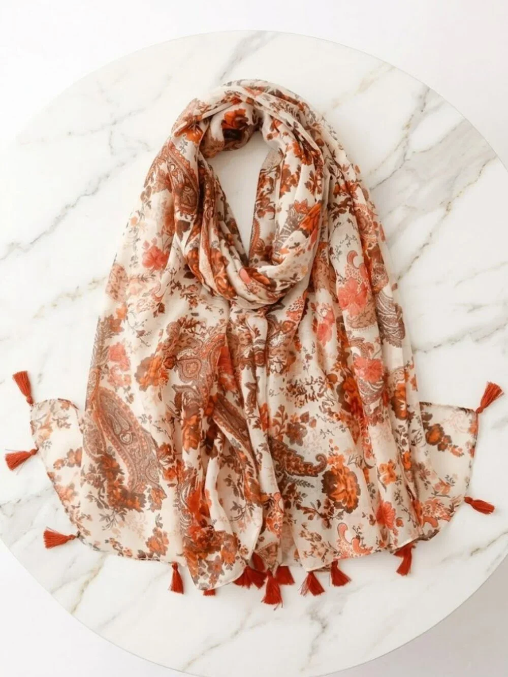 Ladies Retro Floral Filigree Ladies Lightweight Scarf